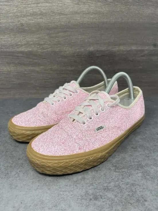 Vans Authentic Pink Glitter Shoes Womens Size 8.5 Gum Sole - Picture 2 of 11